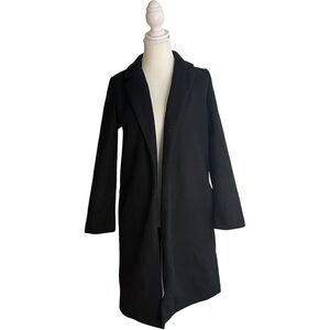 Zara Open Front Peacoat Trench Coat Black